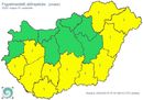 Cstrtkn, jflig, elsfok figyelmeztets van rvnyben zivatar kialakulsnak veszlye miatt, Bks, Borsod-Abaj-Zempln, Csongrd-Csand, Hajd-Bihar, Somogy, Szabolcs-Szatmr-Bereg, Tolna, Veszprm, Zala vrmegyk terletn. Kp forrsa: HungaroMet Zrt.