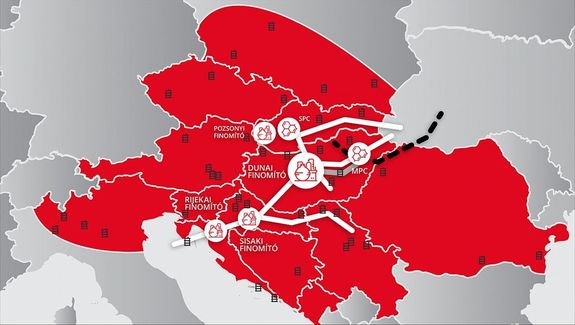 Fiume (olasz nyelvb�l �tvett magyar n�v, horv�tul Rijeka) Horv�torsz�g f� kik�t�v�rosa, az Adriai-tengerhez tartoz� Kvarner-�b�l partj�n. A k�pen a MOL-csoport a vil�gban. T�rk�p: MOLGroup   