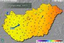 A nagy h�kontraszt a HungaroMet szombati t�rk�p�n. T�rk�p forr�sa: HungaroMet Zrt. Facebook-oldala