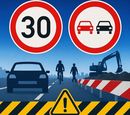 A munk�latok ideje alatt, a ker�kp�rosok �s a gyalogosok k�zleked�s�t az �ttestre terelik, ez�rt ezen a szakaszon 30 km/�r�s sebess�gkorl�toz�s, �s el�z�si tilalom van. K�p: B�k�s v�rmegyei rend�rs�g Facebook-oldala   
