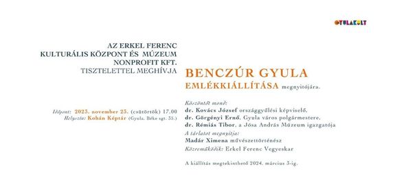 A gyulai kiállítás részletes meghívója. Kép forrása: Erkel Ferenc Nonprofit Kft.