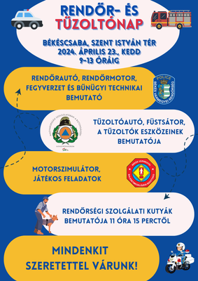 Az prilis 23-i program meghv-plaktja. Kp forrsa: Bks Vrmegyei Rendr-fkapitnysg – Bks Vrmegyei Katasztrfavdelmi Igazgatsg)   