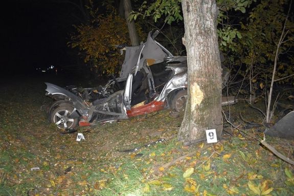 Bks vrmegyben, Kungota klterletn, 2024. november elsejn, este, fnak tkztt egy szemlygpkocsi vezetje. A baleset kpei. Kpek: Police.hu