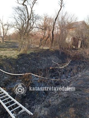Az elz napon, szerdn, dlutn, a Bks vrmegyei Mezberny klterletn, a Laposi kerteknl szraz nvnyzet gett, a tz kt zrt kertre is tterjedt. Kp forrsa: Bks vrmegyei Katasztrfavdelmi Igazgatsg