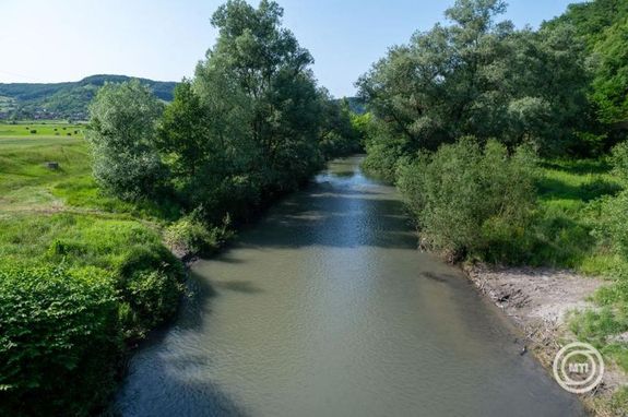 Az erdlyi Kis-Kkll foly a Maros megyei Makfalva s Szolokma kztt. A parajdi sbnya katasztrfja miatt, ss vzzel szennyezdtt a Korond-patak s a Kis-Kkll foly. Kp: MTI / Kiss Gbor