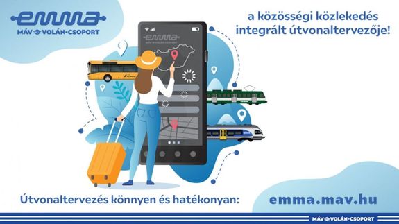 Az j trkpes adatbzis az EMMA - az egysges menetrendi keres s tvonaltervez szolgltats - alapjain pl fel. Kp: mavcsoport.hu