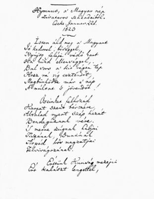 Klcsey Himnusz kziratnak els oldala. Kp forrsa: Wikipdia