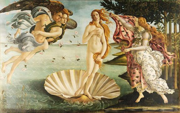 Sandro Botticelli (1445-1510) Vnusz szletse. Tempera, vszon, 1485 krl. Uffizi Kptr. Kp forrsa: Wikipdia