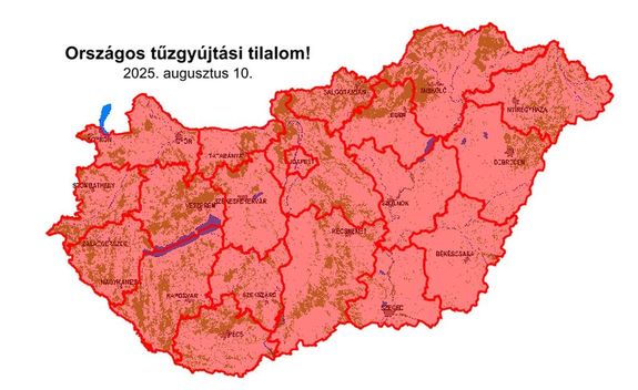  Mtl, orszgos tzgyjtsi tilalom van Magyarorszgon. Trkp forrsa: BM Orszgos Katasztrfavdelmi Figazgatsg