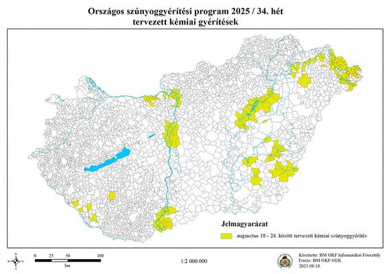 Orszgos sznyoggyrtsi program 2025 v 34. hetben – augusztus 18 – 24. Trkp forrsa: katasztrofavedelem.hu