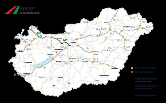 Magyarorszg thlzata. Trkp: Magyar Koncesszis Infrastruktra Fejleszt Zrt.