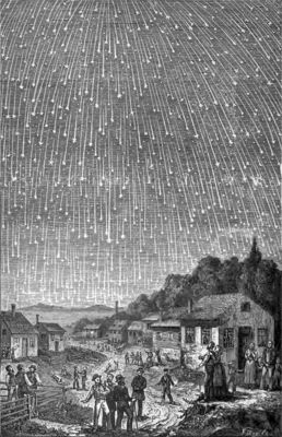 Az 1833-as meteorvihar hres brzolsa 1889-bl. Forrs: Wikipdia. Kp forrsa: svabhegyicsillagvizsgalo.hu