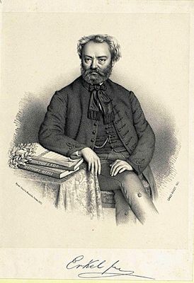 Erkel Ferenc (Nmetgyula, 1810. november 7. – Budapest, 1893. jnius 15.) zeneszerz, karmester, zongoramvsz, sakkmester. A magyar nemzeti opera megteremtje, Himnuszunk zeneszerzje. A Zeneakadminak tz ven t igazgatja s zongoratanra volt. Erkel Ferenc 1880 krl. Forrs s kp: Wikipdia