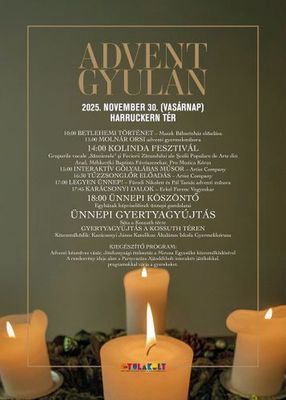 A vasrnapi, adventi programok meghv-plaktja. Kp forrsa: Gyulakult   