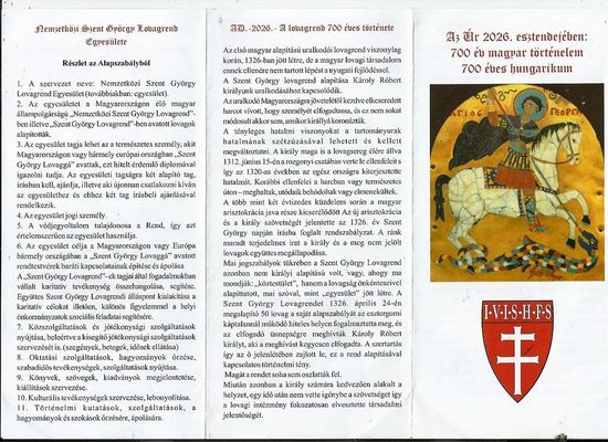 Tjkoztatk a Szent Gyrgy Lovagrendrl. Forrs: Szerz