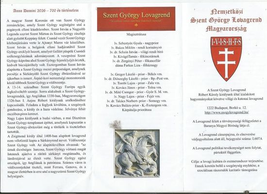 Tjkoztatk a Szent Gyrgy Lovagrendrl. Forrs: Szerz