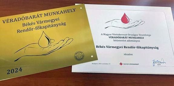 A Bks Vrmegyei Rendr-fkapitnysg 2013-ban, majd 2024-ben is elnyerte a vradbart munkahely cmet. Kpek: Vitalap.hu - archv   