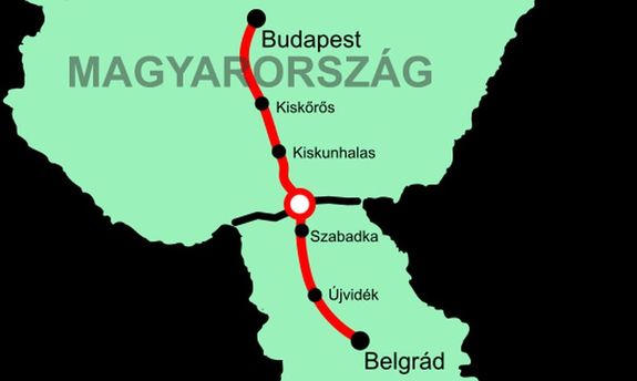 A Budapest-Belgrd vastvonal nyomvonala. Kp forrsa: Wikipdia      