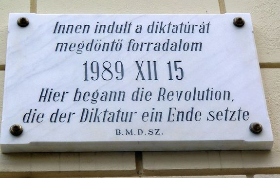 Emlktbla a temesvri, belvrosi reformtus templom faln. Kp: Elisabeth Packi. Kp forrsa: Wikipdia