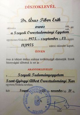 Az aranydiplomt idn november 21-n vette t dr. rus Tibor a Szegedi Tudomnyegyetemen