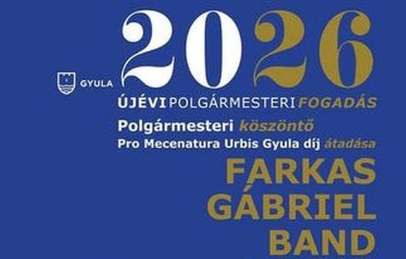 Gyul�n, p�nteken, este, az Erkel Ferenc M�vel�d�si K�zpont sz�nh�zterm�ben tartott�k a hagyom�nyos, polg�rmesteri, �j�vi fogad�st. A megh�v�-plak�t r�szlete   