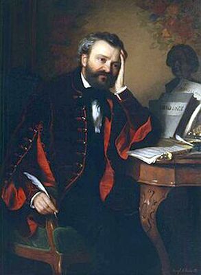 Erkel Ferenc (N�metgyula, 1810. november 7. – Budapest, 1893. j�nius 15.) a magyar zenet�rt�net egyik legnagyobb alakja. Erkel Ferenc Gy�rgyi Giergl Alajos festm�ny�n, az 1850-es �vekben. K�p forr�sa: Wikip�dia