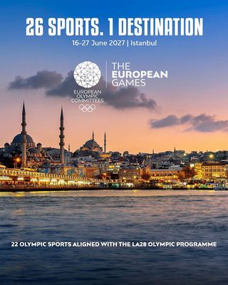 Az Eur�pai Olimpiai Bizotts�gok (EOC) v�grehajt� bizotts�ga j�v�hagyta a 2027-es, t�r�korsz�gi, isztambuli Eur�pa J�t�kok programj�t. Plak�tok forr�sa: Szerz�
