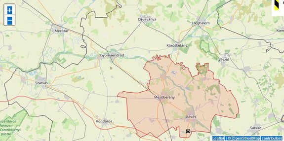 A baleset helysz�ne. T�rk�p forr�sa: B�k�s V�rmegyei Katasztr�fav�delmi Igazgat�s�g