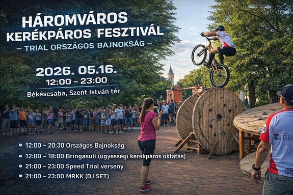 A H�romv�ros Ker�kp�ros Fesztiv�l megh�v�-plak�tjai. K�pek forr�sa: visitbekescsaba.com   