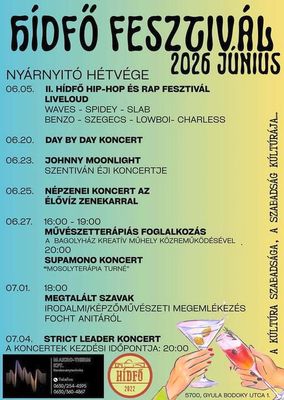 A H�df� Fesztiv�l j�niusi koncertprogramja. K�p forr�sa: Kiss J�nos Facebook-oldala