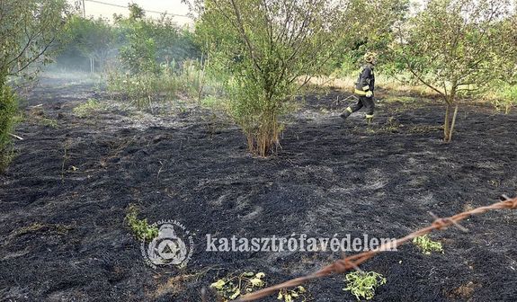 Gaz �s boz�tos ter�let gyulladt ki tegnap, este, Pusztaottlak�n. K�p forr�sa: B�k�s V�rmegyei Katasztr�fav�delmi Igazgat�s�g