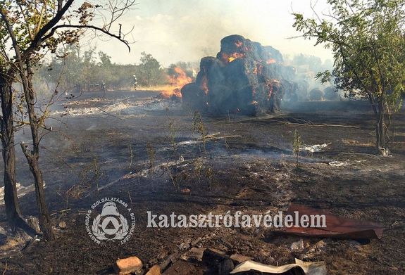 K�rb�l�kb�l �ll� kazal gyulladt ki tegnap, d�lut�n, �rm�nyk�t k�lter�let�n, tanya udvar�n. K�pek forr�sa: B�k�s V�rmegyei Katasztr�fav�delmi Igazgat�s�g