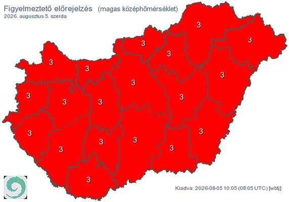 Magyarorsz�gon, ma is harmadfok� h�s�griaszt�s van. K�p: HungaroMet Zrt.   
