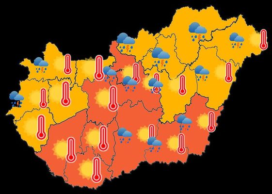 Az Időkép figyelmeztető jelzése péntekre. Térkép: idokep.hu Az Időkép figyelmeztető jelzése péntekre. Térkép: idokep.hu