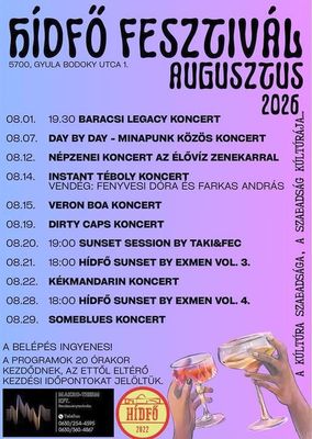 A H�df� Fesztiv�l augusztusi programja. Plak�t forr�sa: H�df� Fesztiv�l Facebook-oldala