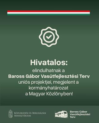 Indulhatnak a Baross G�bor Vas�tfejleszt�si Terv uni�s projektjei, miut�n megjelent err�l a korm�nyhat�rozat a Magyar K�zl�nyben - �rta Facebook-oldal�n, Vit�zy D�vid k�zleked�si- �s beruh�z�si miniszter vas�rnap, reggel. K�p forr�sa: MTI