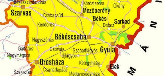 B�k�s v�rmegy�ben, az �llamalap�t�s �nnep�re rendezett programok miatt, B�k�scsab�n, Mez�ber�nyben, Eleken �s Sarkadon lesznek ideiglenes forgalomkorl�toz�sok. T�rk�pr�szlet forr�sa: ELTE T�rk�ptudom�nyi �s Geoinformatikai Int�zet