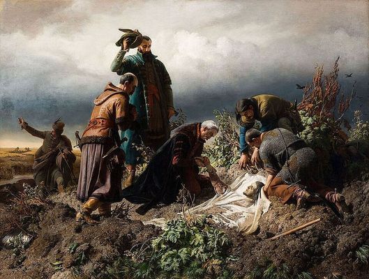 Sz�kely Bertalan: II. Lajos holttest�nek megtal�l�sa (1860). K�p forr�sa: Wikip�dia