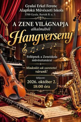 Az �nnepi hangversenyt a zene vil�gnapja alkalm�b�l rendezik. K�p: Gyulai Erkel Ferenc Alapfok� M�v�szeti Iskola Facebook-oldala   