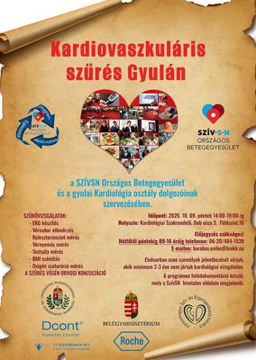A p�nteki, kardiovaszkul�ris sz�r�s plak�tja. K�p: B�k�s Megyei K�zponti K�rh�z
