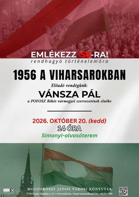 V�nsza P�l el�ad�sa kedden, 14 �rakor kezd�dik a Simonyi-olvas�teremben. K�p: Mogyor�ssy J�nos V�rosi K�nyvt�r      